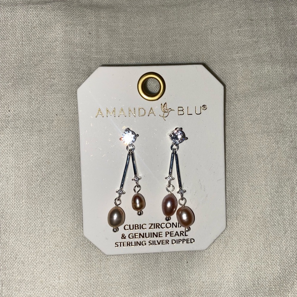 Silver and Brown Pearl Earrings